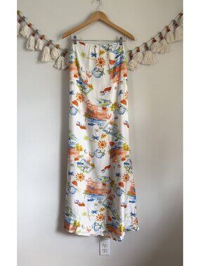 Meet Me In Santorini Mediterranean Daydream Strapless Midi Dress Beach Coastal M